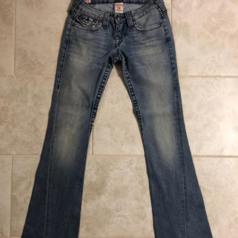 TRUE RELIGION Low-rise Bootleg Lt. Stonewash Sz 25